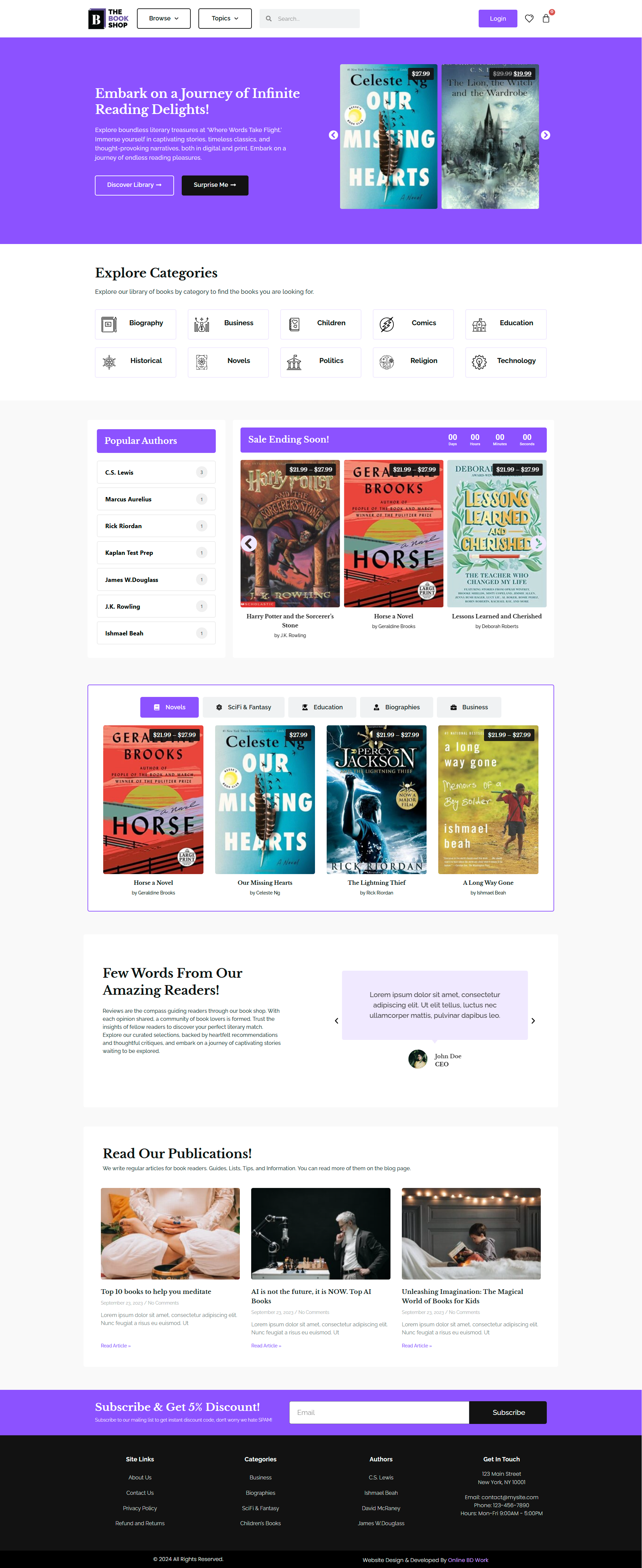 Book Shop Ecommerce WordPress Website bdecho